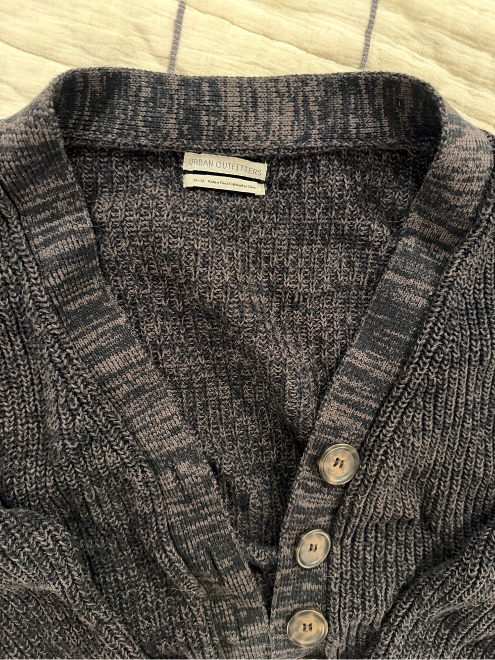 Urban Outfitters Marled Charcoal Gray Button Cardigan